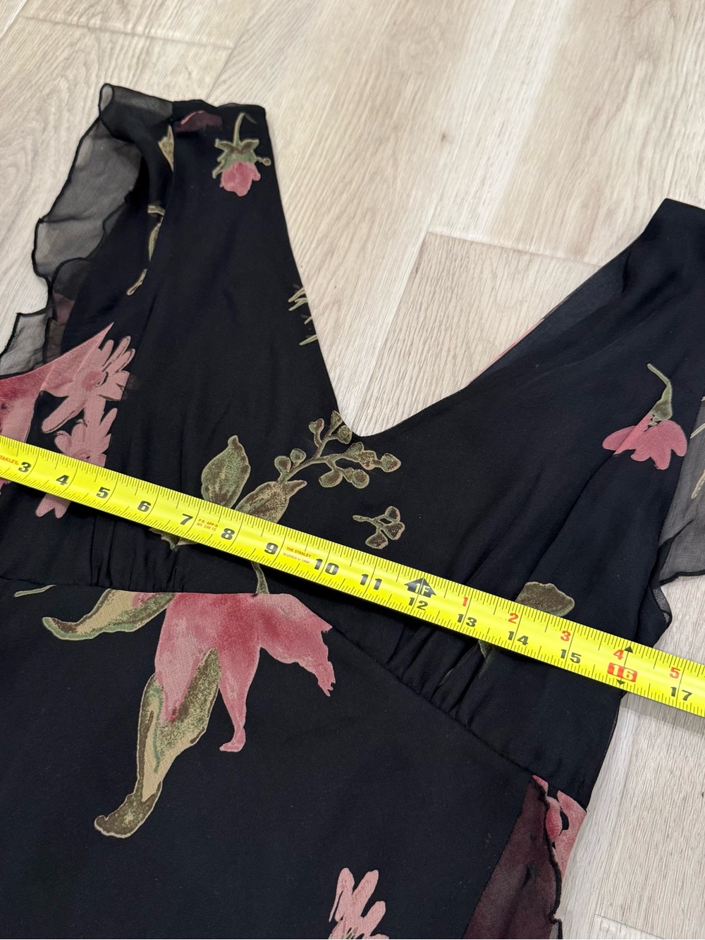 jonathan martin Black Floral Midi Dress with Pink & Green Blooms - Picture 6 of 11